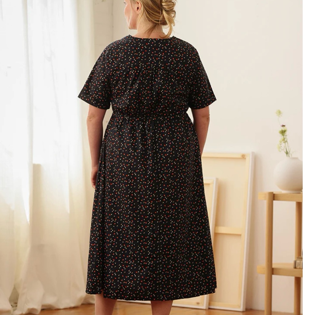 Euc Tradlands Black Midi Dress With Red And White Dot Print — image 6 of 6